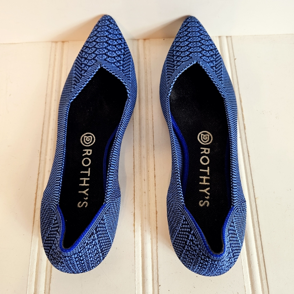 Rothys The Point Lapis Python Blue Flats Womens 8… - image 7
